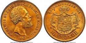 Oscar II gold 10 Kronor 1883 EB-LA MS66 NGC, KM743. Gem satin surfaces. AGW 0.1296 oz. 

HID09801242017

© 2020 Heritage Auctions | All Rights Res...