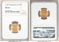 Republic gold 10 Bolivares 1930-(p) MS64 NGC, Philadelphia mint, KM-Y31. AGW 0.0933 oz. 

HID09801242017

© 2020 Heritage Auctions | All Rights Re...