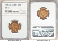 Republic gold 20 Bolivares 1905 AU55 NGC, KM-Y32. AGW 0.1867 oz. 

HID09801242017

© 2020 Heritage Auctions | All Rights Reserved