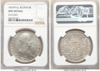 Pair of Certified Spanish Colonial 8 Reales NGC, 1) Bolivia: Ferdinand VII 8 Reales 1825 PTS-JL - UNC Details (Cleaned), Potosi mint, KM84 2) Mexico: ...