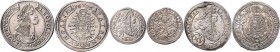 Münzen Römisch Deutsches Reich - Habsburgische Erb- und Kronlande Leopold I. 1657 - 1705 LOT 3 Stück, 3 Kreuzer 1700, 6 Kreuzer 1695 und 15 Kreuzer 16...