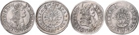 Münzen Römisch Deutsches Reich - Habsburgische Erb- und Kronlande Leopold I. 1657 - 1705 LOT 2 Stück 15 Kreuzer Kremnitz 1675 und 1676 ges. 12,48g vz/...