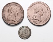 Münzen Römisch Deutsches Reich - Habsburgische Erb- und Kronlande Franz II. 1792 - 1806 LOT 3 Stück Kreuzer Franz II. ges. 30,91g vz