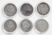 Münzen Kaisertum Österreich Franz Joseph I. 1848 - 1916 LOT 6 Stück Vereinstaler 1858 A und B, 1866 A und B, 1867 A und 1861 V ss