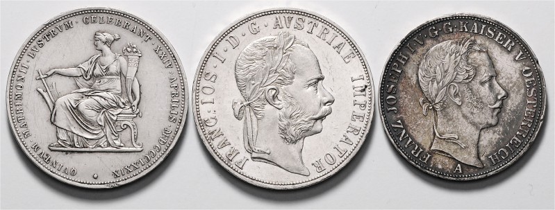 Münzen Kaisertum Österreich Franz Joseph I. 1848 - 1916 LOT 3 Stück, Vereinstale...