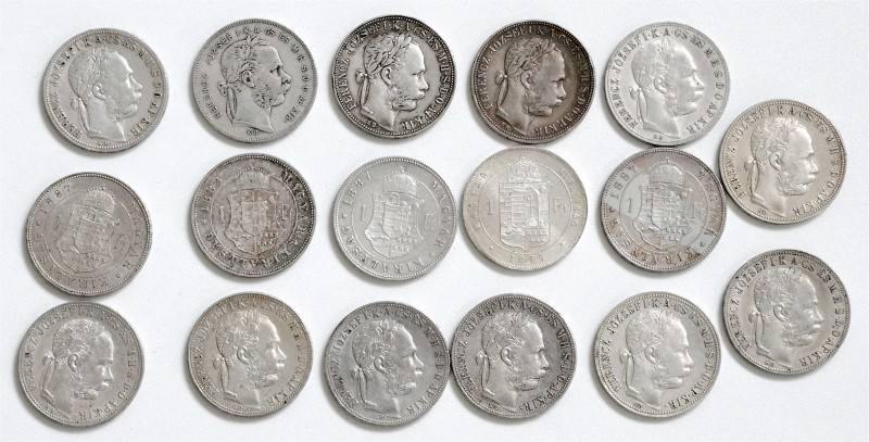 Münzen Kaisertum Österreich Franz Joseph I. 1848 - 1916 LOT 17 Stück 1 Forint di...