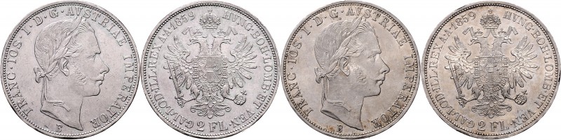 Münzen Kaisertum Österreich Franz Joseph I. 1848 - 1916 LOT 2 Stück 2 Gulden 185...