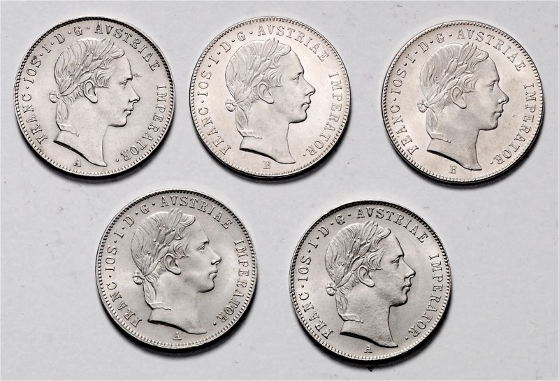 Münzen Kaisertum Österreich Franz Joseph I. 1848 - 1916 LOT 5 Stück 20 Kreuzer F...