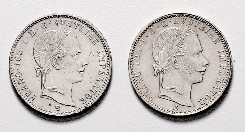 Münzen Kaisertum Österreich Franz Joseph I. 1848 - 1916 LOT 2 Stück 1/4 Gulden 1...