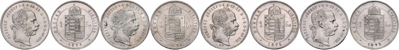 Münzen Kaisertum Österreich Franz Joseph I. 1848 - 1916 LOT 4 Stück 1 Forint 187...