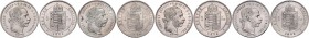 Münzen Kaisertum Österreich Franz Joseph I. 1848 - 1916 LOT 4 Stück 1 Forint 1872, 1873, 1875, 1876 a ca. 12,36g f.vz