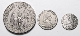 Münzen Geistlichkeit LOT 3 Stück, Groschen 1681, Taler Wolf Dietrich v. Raitenau ohne Jahr und Jeton Colloredo ges. 34,20g ss+ - stgl
