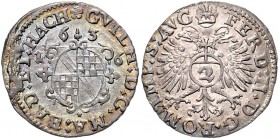 Deutschland vor 1871 Baden-Baden Wilhelm 1622 - 1677 2 Kreuzer 1636 Wielandt 304 0,83g vz/stgl