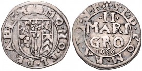 Deutschland vor 1871 Brandenburg-Preußen Georg Wilhelm 1619 - 1640 3 Mariengroschen 1666 Bielefeld Schrötter 2002. 1,14g ss