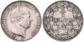Deutschland vor 1871 Brandenburg-Preußen Friedrich Wilhelm IV. 1840- 1861 1/2 Gulden 1852 für Hohenzollern Jaeger 22, AKS 21. 5,31g vz