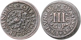 Deutschland vor 1871 Braunschweig- Lüneburg- Celle Christian von Minden 1611 - 1633 3 gute Pfennige o. Jahr Welter 993 1,37g ss