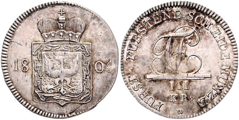 Deutschland vor 1871 Fürstenberg Karl Joachim 1796 - 1804 3 Kreuzer 1804 AKS 6, ...