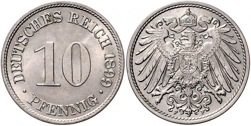 II. Deutsches Kaiserreich 1871 - 1918 Kursmünzen 10 Pfennig 1899 F Stuttgart J. ...