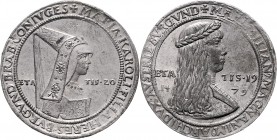 Maximilian I. 1493 - 1519 Schauguldiner 1479 Hall Zinnabschlag zur Erinnerung an die Hochzeit mit Maria von Burgund, Erbtochter Karls des Kühnen. Stem...