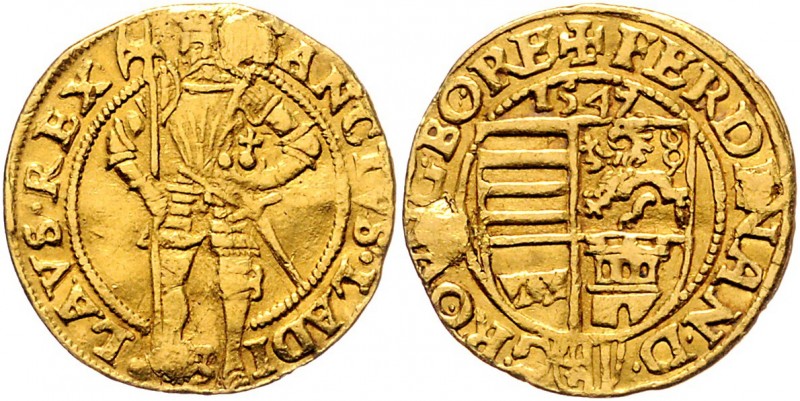 Ferdinand I. 1521 - 1564 Dukat 1547 Linz gestopftes Loch 3,25g ss