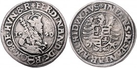 Ferdinand I. 1521 - 1564 1/2 Taler 1549 Joachimsthal MzA. Seite 32 (Mm. R. Puellacher), Markl.-, Diet. 98, Hal. 127var. 14,20g f.ss/ss