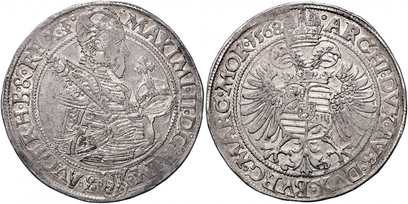 Maximilian II. 1564 - 1576 Guldentaler 1568 Joachimstal Münzmeister Geitzköfler ...