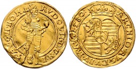 Rudolph II. 1576 - 1612 Dukat 1580 Wien gewellt Fb. 87 3,41g ss+