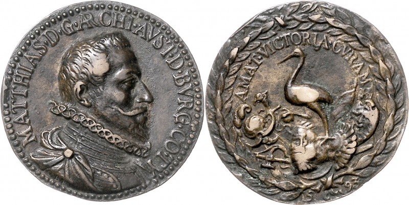 Matthias II. 1612 - 1619 Bronzemedaille 1593 Bronzeabschlag, auf die Siege über ...