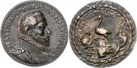 Matthias II. 1612 - 1619 Bronzemedaille 1593 Bronzeabschlag, auf die Siege über die Türken. Geharnischtes Brustbild des Erzherzogs Matthias r. mit Hal...