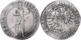 Ferdinand II. 1619 - 1637 Taler 1623 Kuttenberg ohne Klammern beim Münzzeichen. Her. --. (vergl. zu 508) 29,04g ss/vz