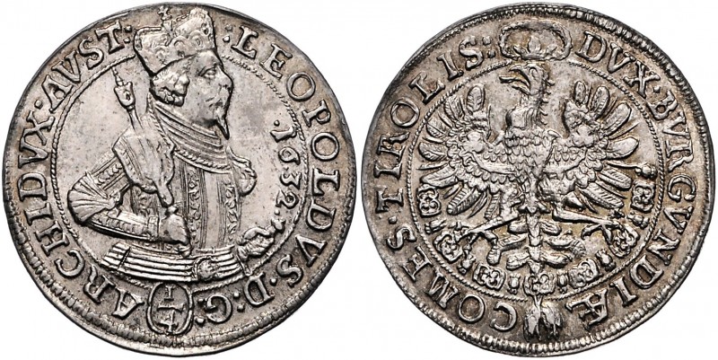 Erzherzog Leopold V. 1626 - 1632 1/4 Taler 1632 Hall M./T. 492 7,29g vz/stgl