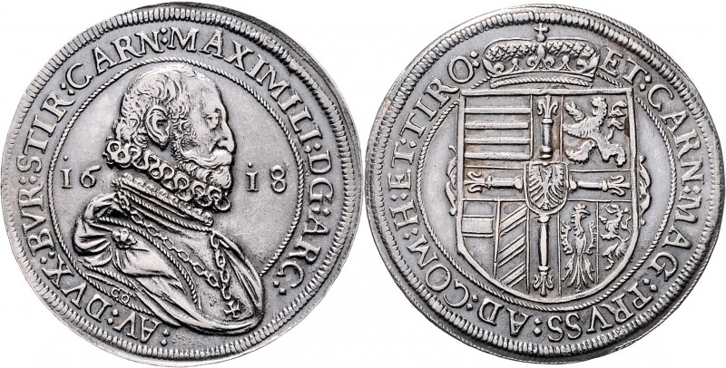 Erzherzog Maximilian 1612 - 1618 als Hochmeister des Deutschen Ordens Taler 1618...