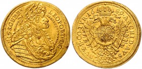 Leopold I. 1657 - 1705 Dukat 1689 Wien leichte Schürfkratzer Her. 234 3,46g vz