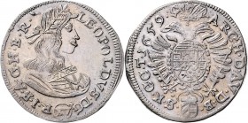 Leopold I. 1657 - 1705 15 Kreuzer 1659 Wien Her. 909 5,84g stgl