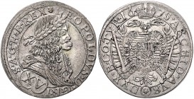 Leopold I. 1657 - 1705 15 Kreuzer 1675 Wien Her. 926 6,51g vz