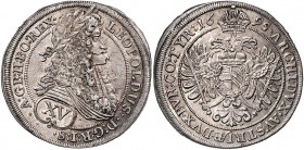 Leopold I. 1657 - 1705 15 Kreuzer 1695 Wien Her. 934 6,24g stgl
