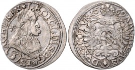Leopold I. 1657 - 1705 3 Kreuzer 1669 Wien Her. 1316 1,51g vz