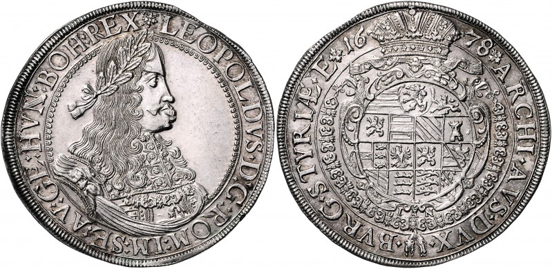 Leopold I. 1657 - 1705 Taler 1678 Graz min. Zainende Her. 612 28,71g vz/stgl