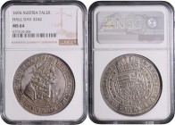 Leopold I. 1657 - 1705 Taler 1694 Hall in NGC Holder. Her. 640 MS 64