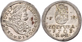 Leopold I. 1657 - 1705 Poltura 1703 PH-NB Nagybánya Her. 1936 1,20g stgl