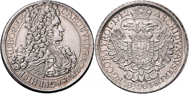 Karl VI. 1711 - 1740 Taler 1712 Wien Her. 288 28,82g ss/vz