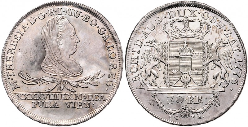 Maria Theresia 1740 - 1780 30 Kreuzer 1776 Wien für Gallizien Her. 779 9,36g stg...