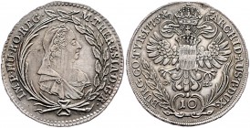 Maria Theresia 1740 - 1780 10 Kreuzer 1773 C-K Wien Einjahrestyp Her. 1146 3,83g vz