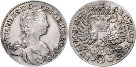 Maria Theresia 1740 - 1780 3 Kreuzer 1765 Prag Her. 1380 1,70g vz