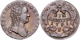 Maria Theresia 1740 - 1780 Kreuzer 1761 Prag Her. 1607 10,75g stgl