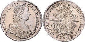 Maria Theresia 1740 - 1780 XVII Kreuzer 1762 KB Kremnitz Her. 1070 6,12g vz/stgl