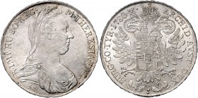 Maria Theresia 1740 - 1780 Taler 1780 S.F. Mailand S.F. groß und Punkt unter der Mittelfeder Hafner 40a. var. 27,92g stgl