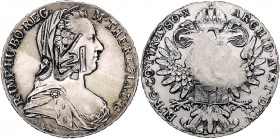 Maria Theresia 1740 - 1780 Taler 1780 S.F. mit Gegenstempel von Hejaz 28,16g stgl