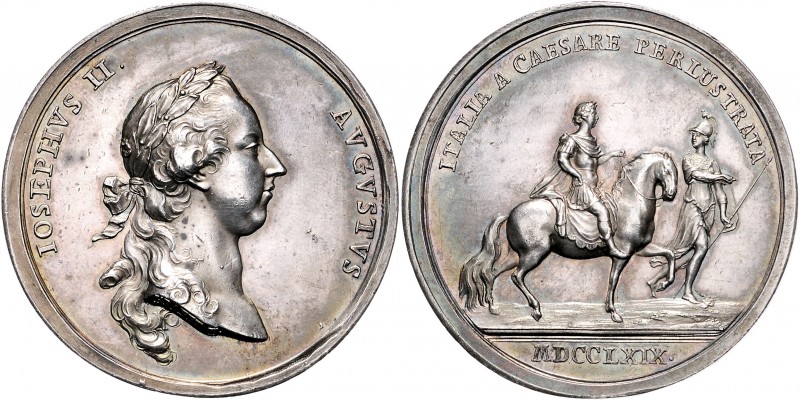 Joseph II. als Mitregent 1765 - 1780 Silbermedaille 1769 von Krafft, zum Gedenkt...