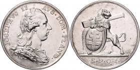 Joseph II. als Alleinregent 1780 - 1790 Ag - Jeton o.J. (1783) auf die Huldigung in Ypern, österr. Niederlande, Magistrat d´Ypres Novak XV-L-25a, Mont...